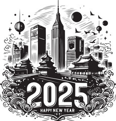Obraz premium Happy new year 2025 t short design