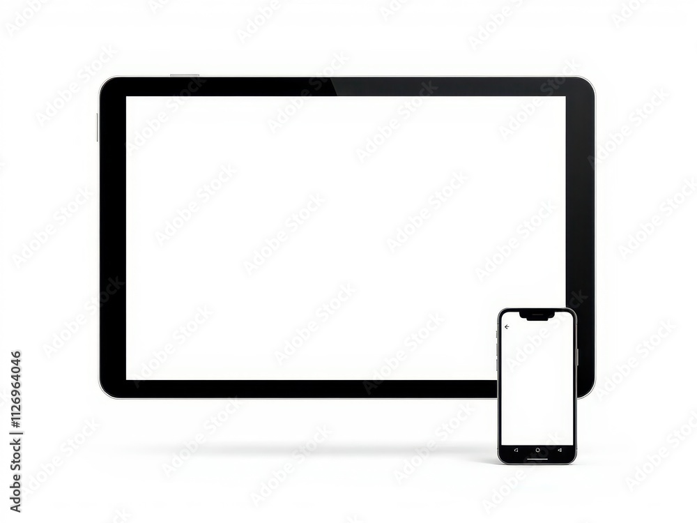 Poster tablet with blank screen mockup for showcasing app and responsive web design, presentation, screen, 