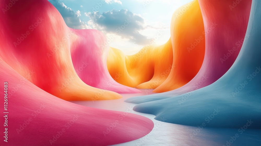 Aufkleber abstract colorful shape minimalist background design 3d rende