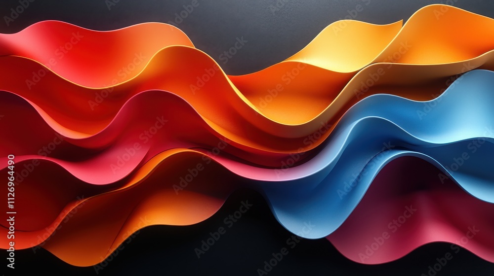 Poster abstract colorful shapes on a black background seamless looping animation 3d rende