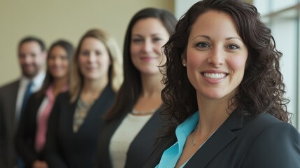 Professional group of business people smiling and posing for a photo