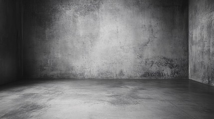 Empty Room with Aged Concrete Walls and Floor