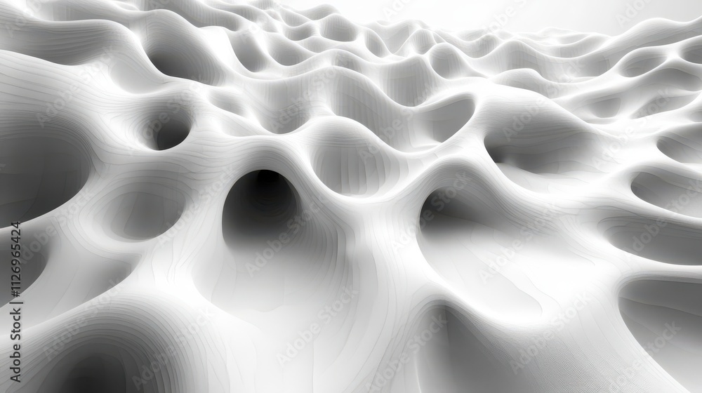 Poster abstract design wavy circle on white background 3d rende