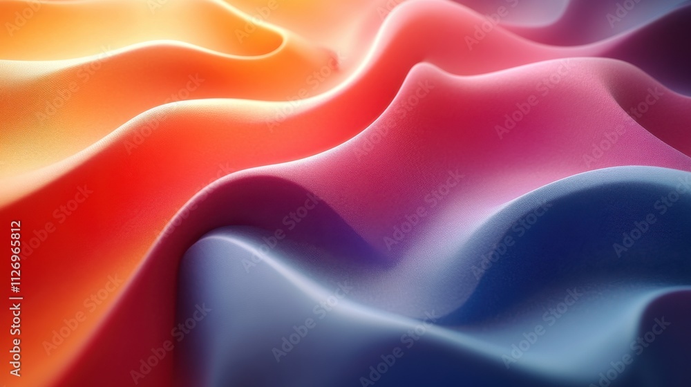 Poster abstract design wavy colorful shape 3d render