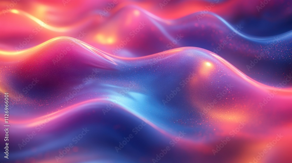 Poster abstract design wavy iridescent shape 3d rende