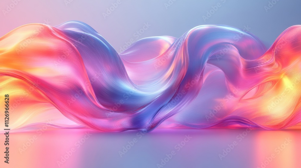 Aufkleber abstract design wavy iridescent shape on a light background 3d rende