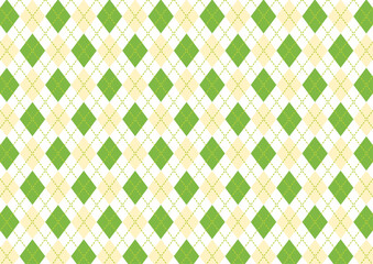 アーガイルチェック柄の背景素材　緑色と黄色
Argyle check pattern background material green and yellow