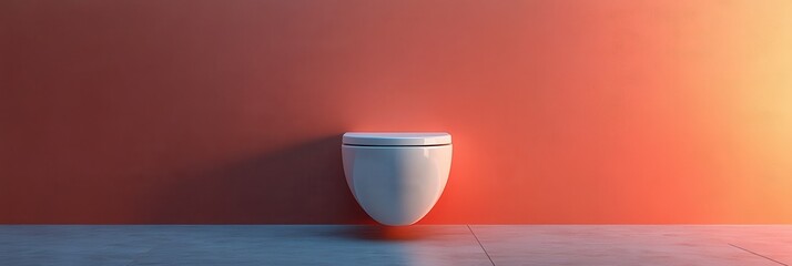 Minimalist Modern Bathroom with Red Accent Wall and White Toilet