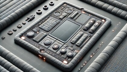 A playful design of a tablet entirely made of plush fabric.