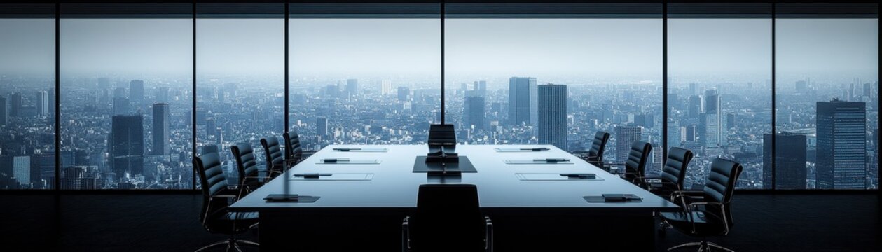 Majestic Cityscape Boardroom: Overlooking the Metropolis