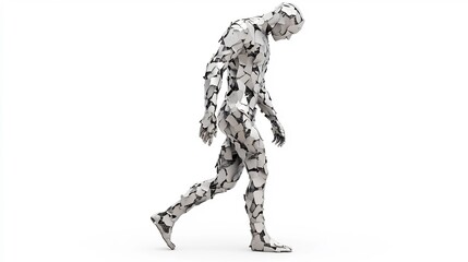 Fototapeta premium Sculpted Metallic Human Figure Isolated on White Background