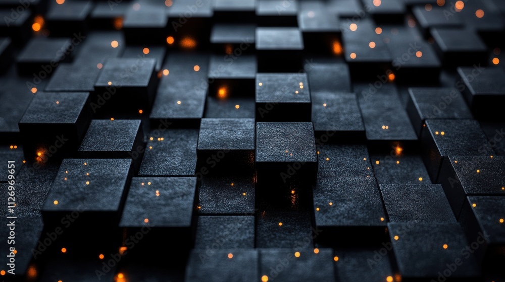 Poster abstract geometric blocks on a black background 3d rende