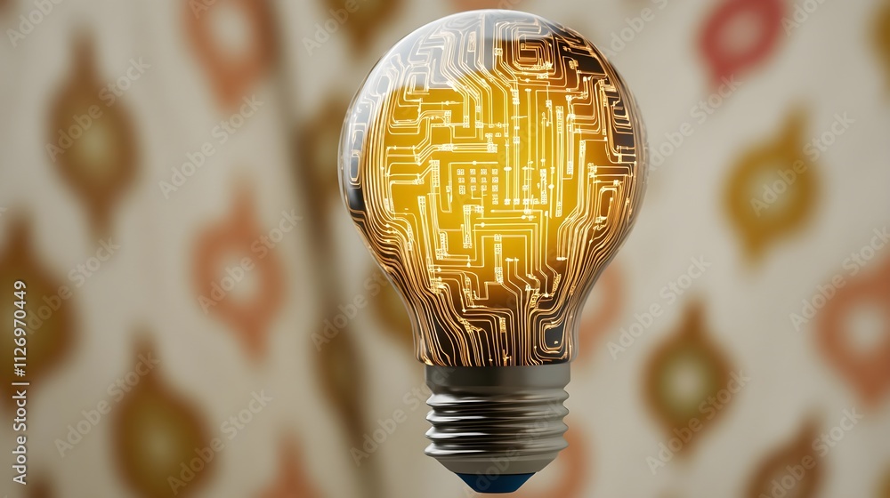 Aufkleber creative light bulb with circuit patterns illuminating idea of innovation and technology against a s