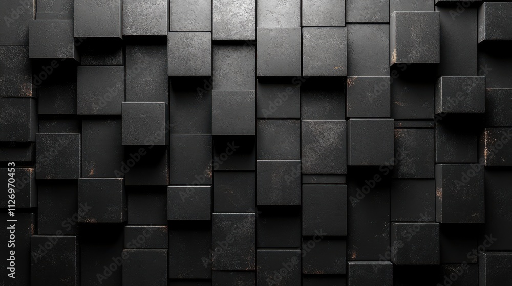 Poster abstract geometric blocks on dark background 3d rende