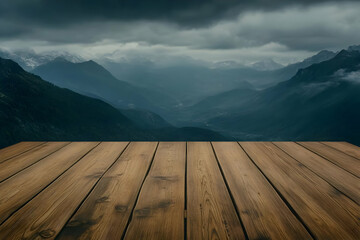Wooden Deck Mountain Illustration
