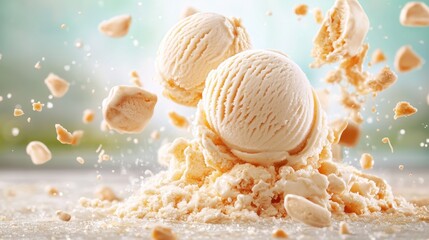 Creamy Burst showcases a mesmerizing display of ice cream scoops soaring through the air, creating a delightful and exciting visual experience for onlookers.