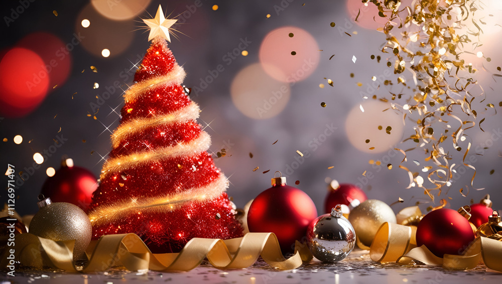 Fototapete christmas and happy new year background with snowflakes on red background generative ai tools