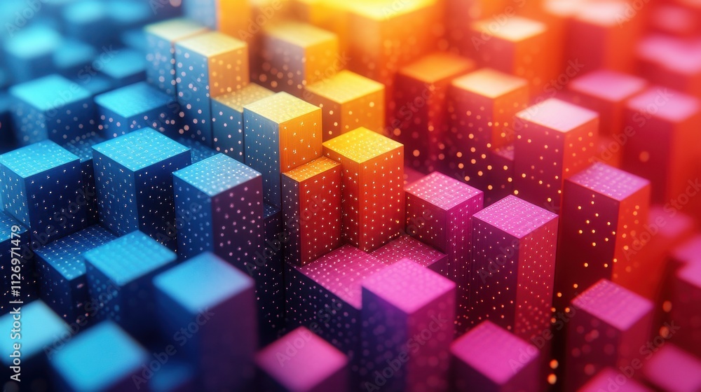 Aufkleber abstract geometric composition colorful background design 3d rende