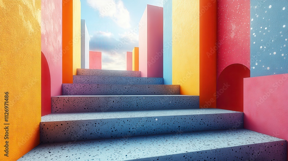 Poster abstract geometric composition colorful background design 3d rende