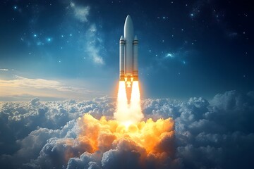 Fototapeta premium Explore the wonders of space with a detailed illustration of a rocket and celestial bodies, perfect for science and education. illustration, science, design, mosque, travel, child, star, sky,