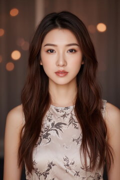 優雅なドレスを着た女性のポートレート