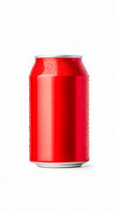 Red aluminum can mockup isolated on white background