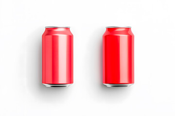 Red aluminum can mockup isolated on white background