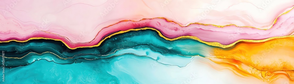 Poster a vibrant abstract design with flowing colors and smooth textures.