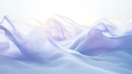 Fototapeta premium Soft flowing translucent fabric creating abstract waves on a light background.