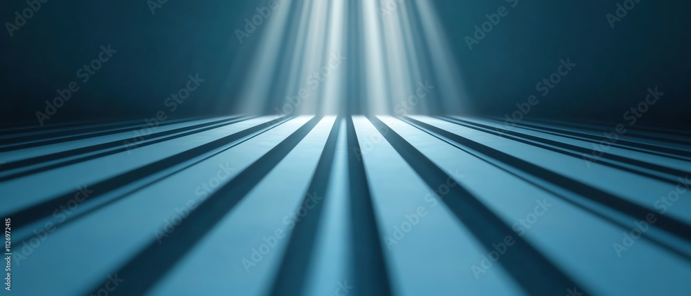 Poster abstract light rays creating patterns on a textured surface, evoking depth and tranquility.