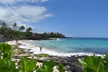 The stunning turquoise blue Pacific ocean around the beaches and coast of the Big Island of Hawaii