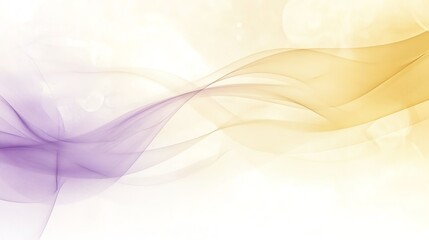 Fototapeta premium Abstract flowing waves in purple and yellow hues on a light background.