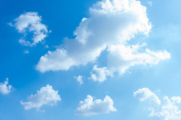 Sunny Sky Fluffy Clouds Blue Heaven Nature Background