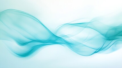 Fototapeta premium Abstract teal wave on a white background, showcasing fluid motion and graceful curves.