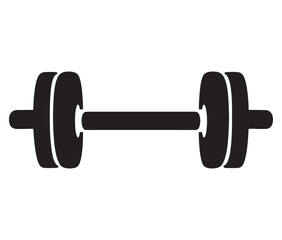 Dumbbell isolated on white background, Cartoon dumbbells silhouette icon