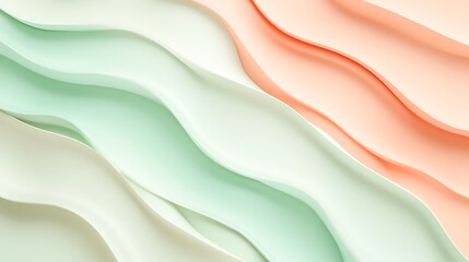 Obraz premium Abstract pastel waves create a soothing pattern, evoking serenity and calm in gentle colors.