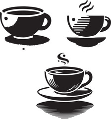 black and white silhouette of cup of tea