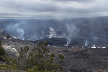 The dramatic volcanic craters and eruption areas from Mouna Loa in Volcanoes National Park, Hawaii