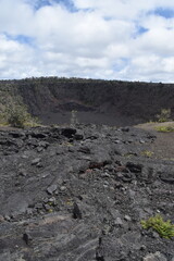The dramatic volcanic craters and eruption areas from Mouna Loa in Volcanoes National Park, Hawaii