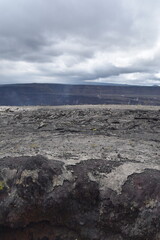 The dramatic volcanic craters and eruption areas from Mouna Loa in Volcanoes National Park, Hawaii