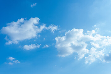 Blue Sky Fluffy White Clouds Sunny Day Nature Background