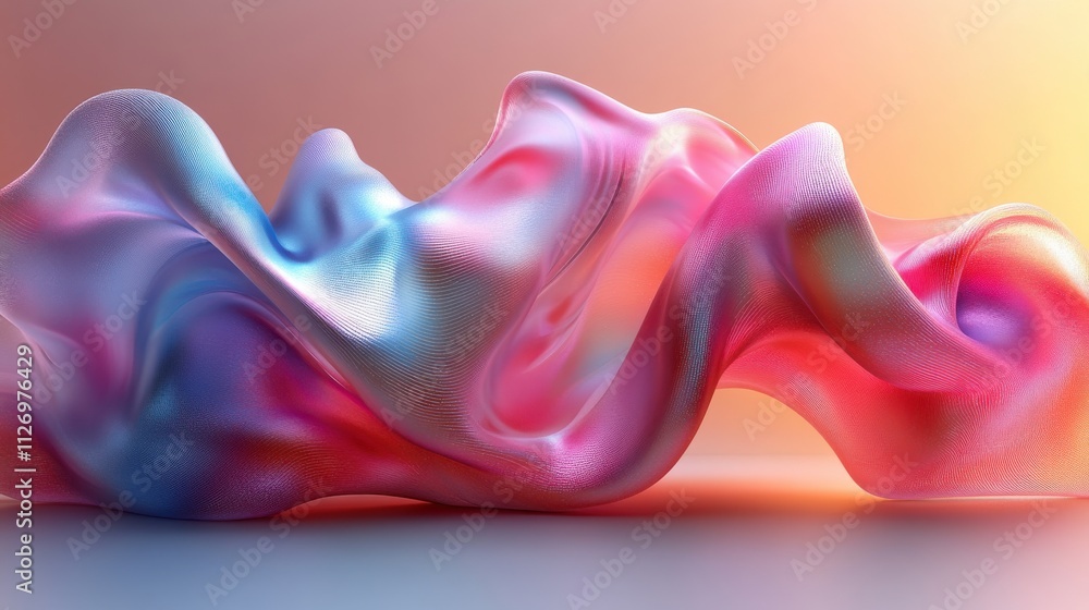 Poster abstract iridescent shape 3d rende