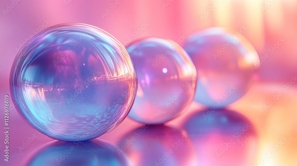 Poster abstract iridescent shape colorful bubble 3d rende