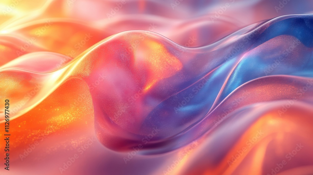 Poster abstract iridescent shape futuristic background design 3d render