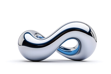 3d Abstract chrome metal glossy dynamic form shape isolated on white background	