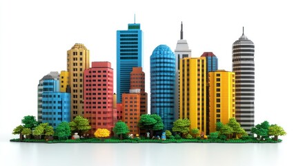 Fototapeta premium cityscape made of block brick showcasing intricate urban architecture.