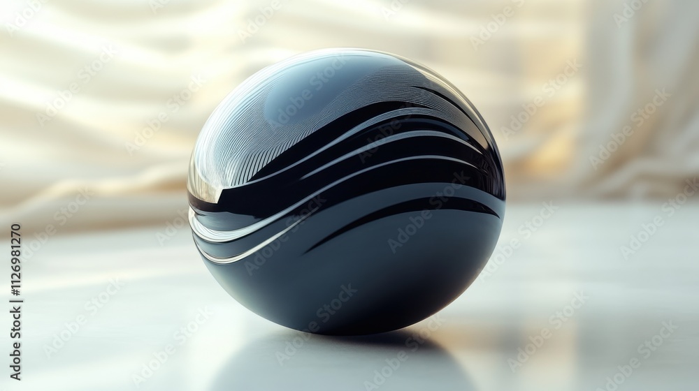 Poster abstract sphere with rounded lines 3d rende