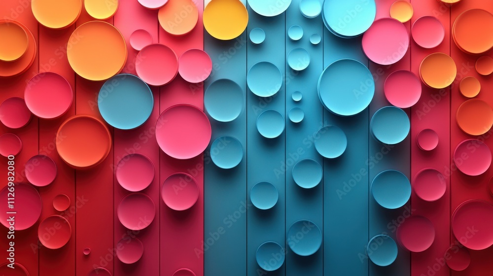 Poster abstract vertical animation geometric background with rotating colorful circles seamless looped vide