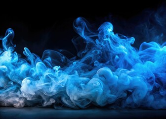 Obraz premium Abstract Blue Smoke Cloud Panoramic 4K - Dynamic Fog Flow Effect