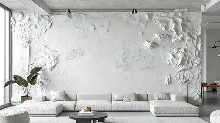 Modern Minimalist Living Room with Textured Wall